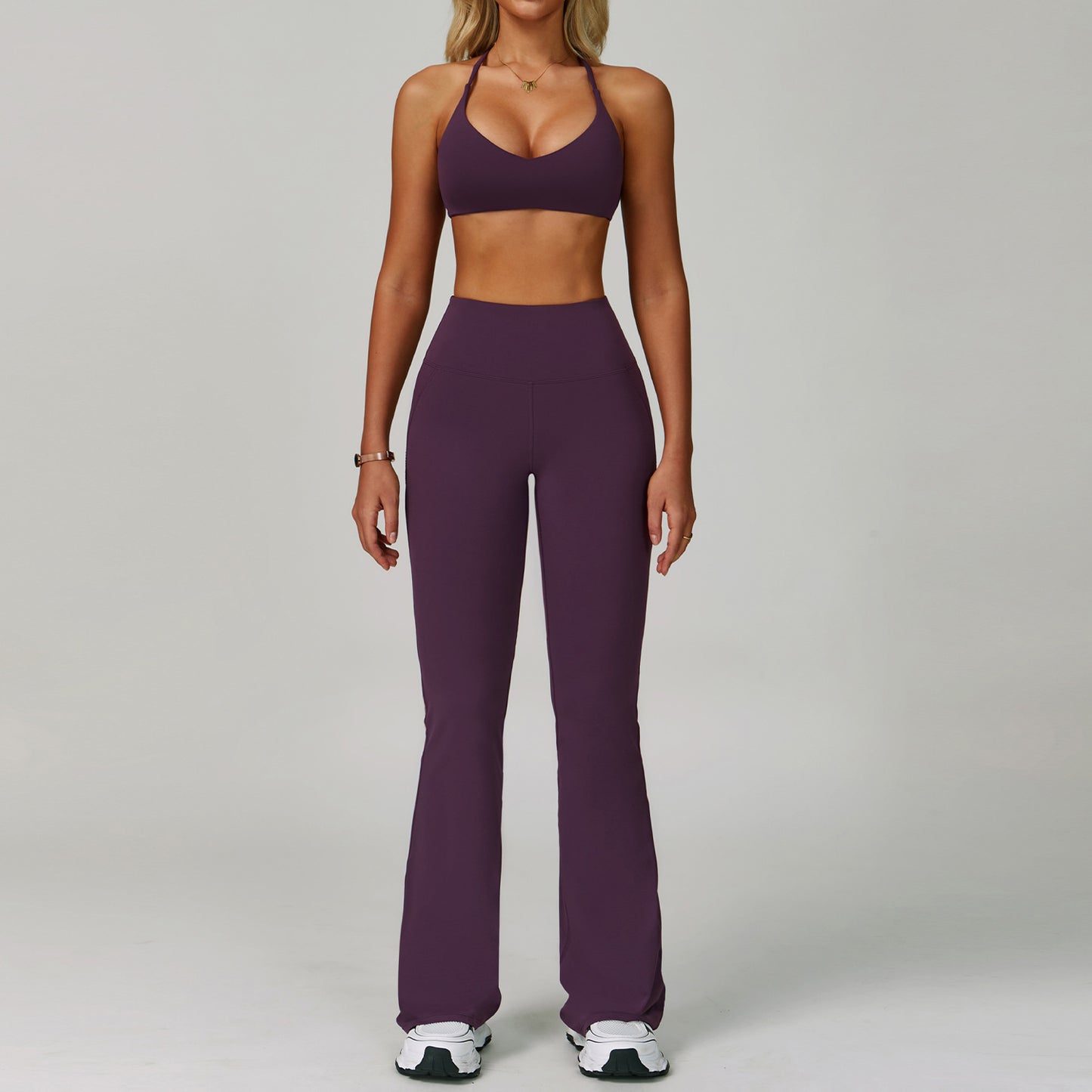 Traje de yoga sin espalda Yunsen Cross-Border, con cuello halter, ajustado, de secado r�pido, ideal para fitness y deportes de alta intensidad para mujer