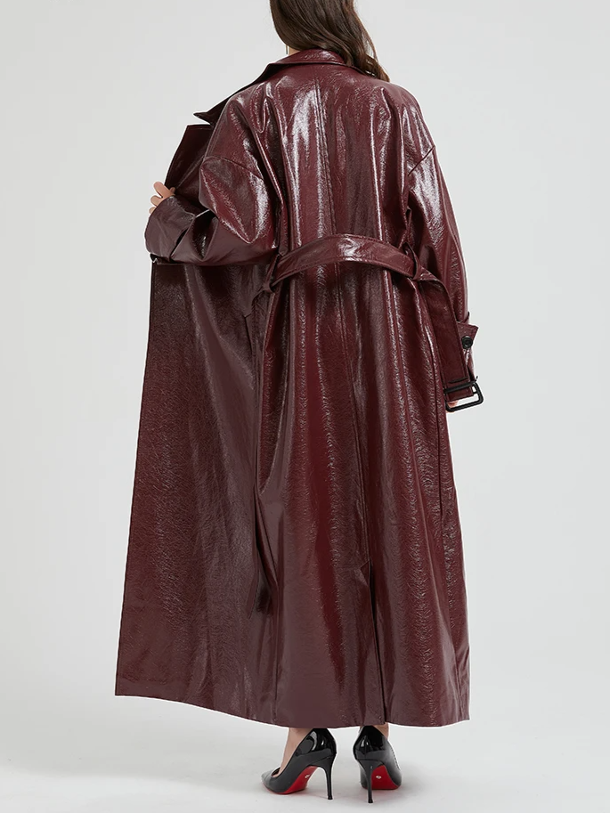 Gabardina de Cuero Burdeos
