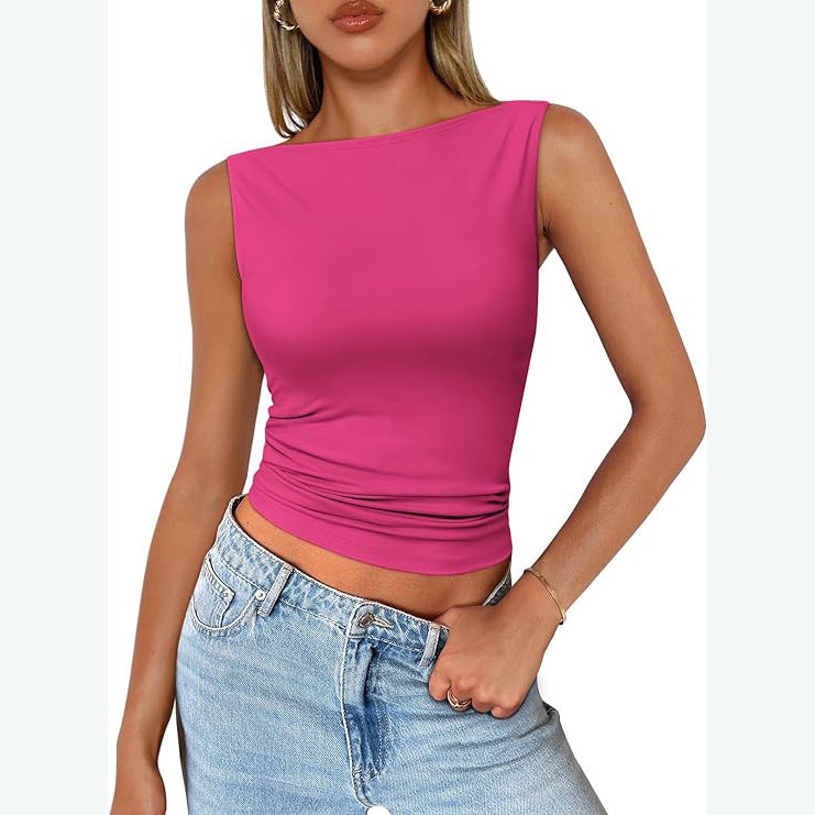 Top de tirantes con cuello cuadrado, sin mangas