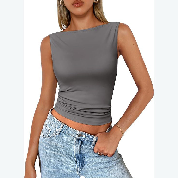 Top de tirantes con cuello cuadrado, sin mangas