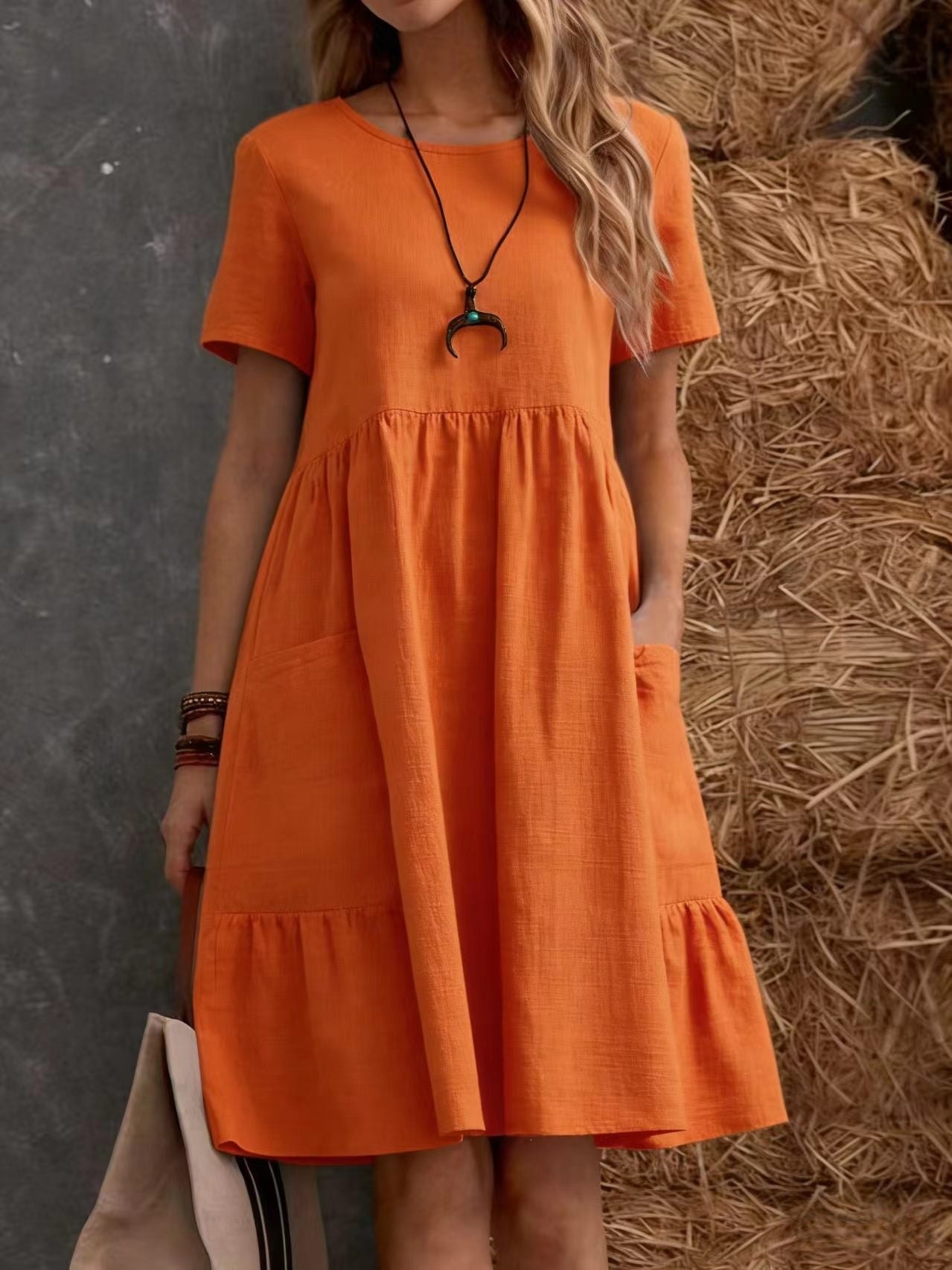 Vestido de Cuello Redondo