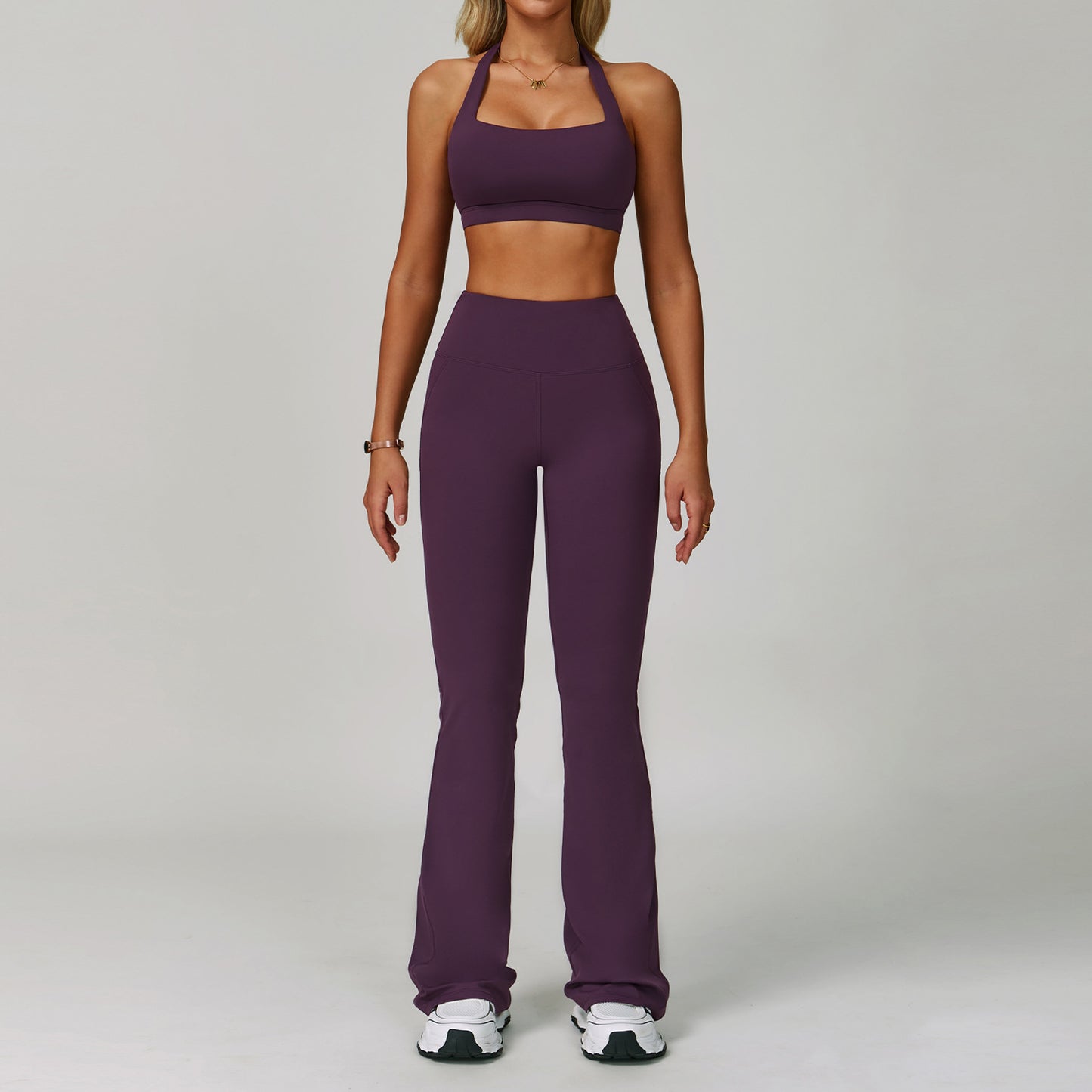 Traje de yoga sin espalda Yunsen Cross-Border, con cuello halter, ajustado, de secado r�pido, ideal para fitness y deportes de alta intensidad para mujer