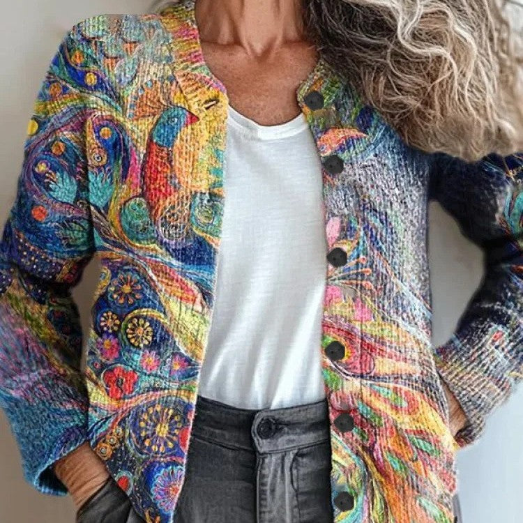 Cardigan Vintage con Estampado