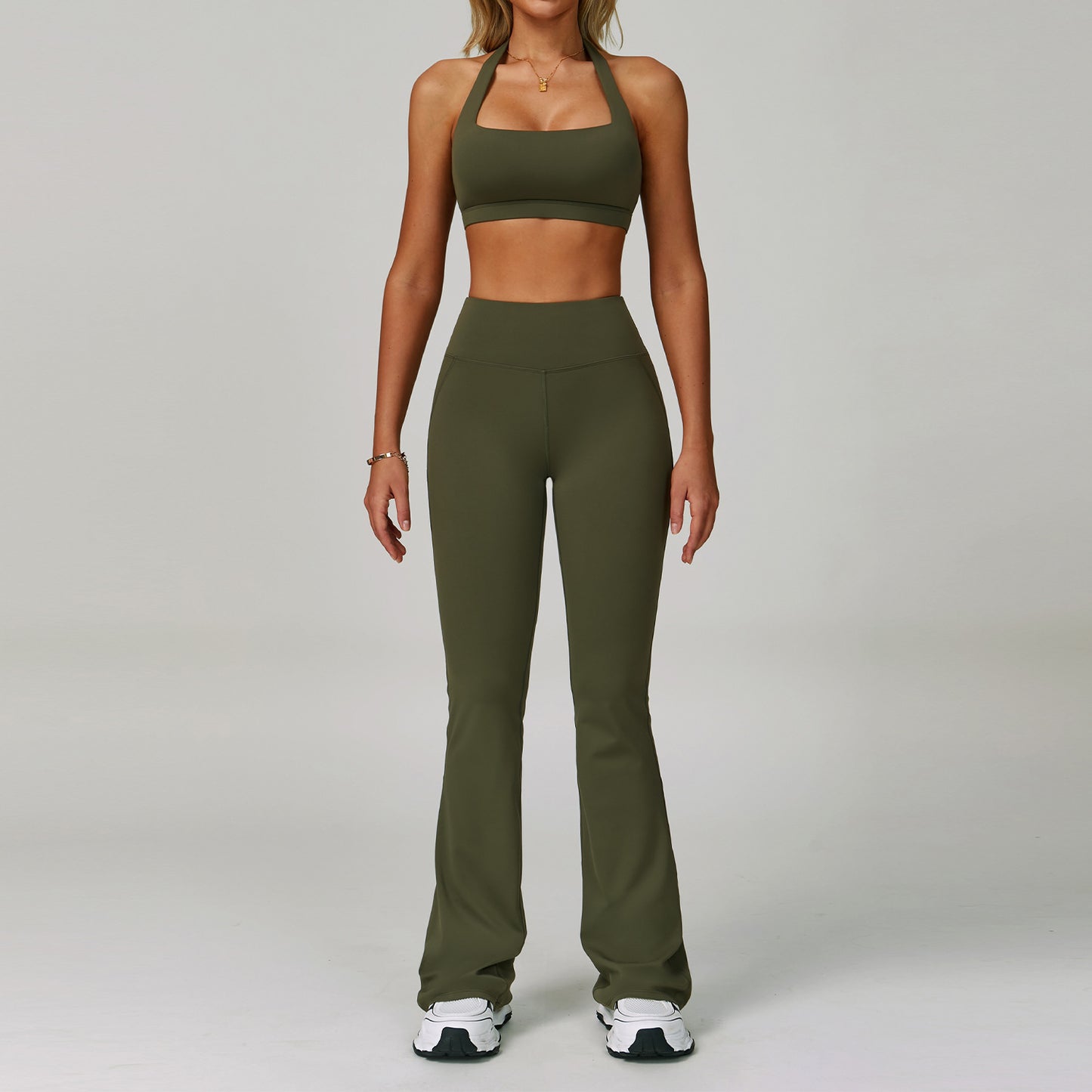 Traje de yoga sin espalda Yunsen Cross-Border, con cuello halter, ajustado, de secado r�pido, ideal para fitness y deportes de alta intensidad para mujer
