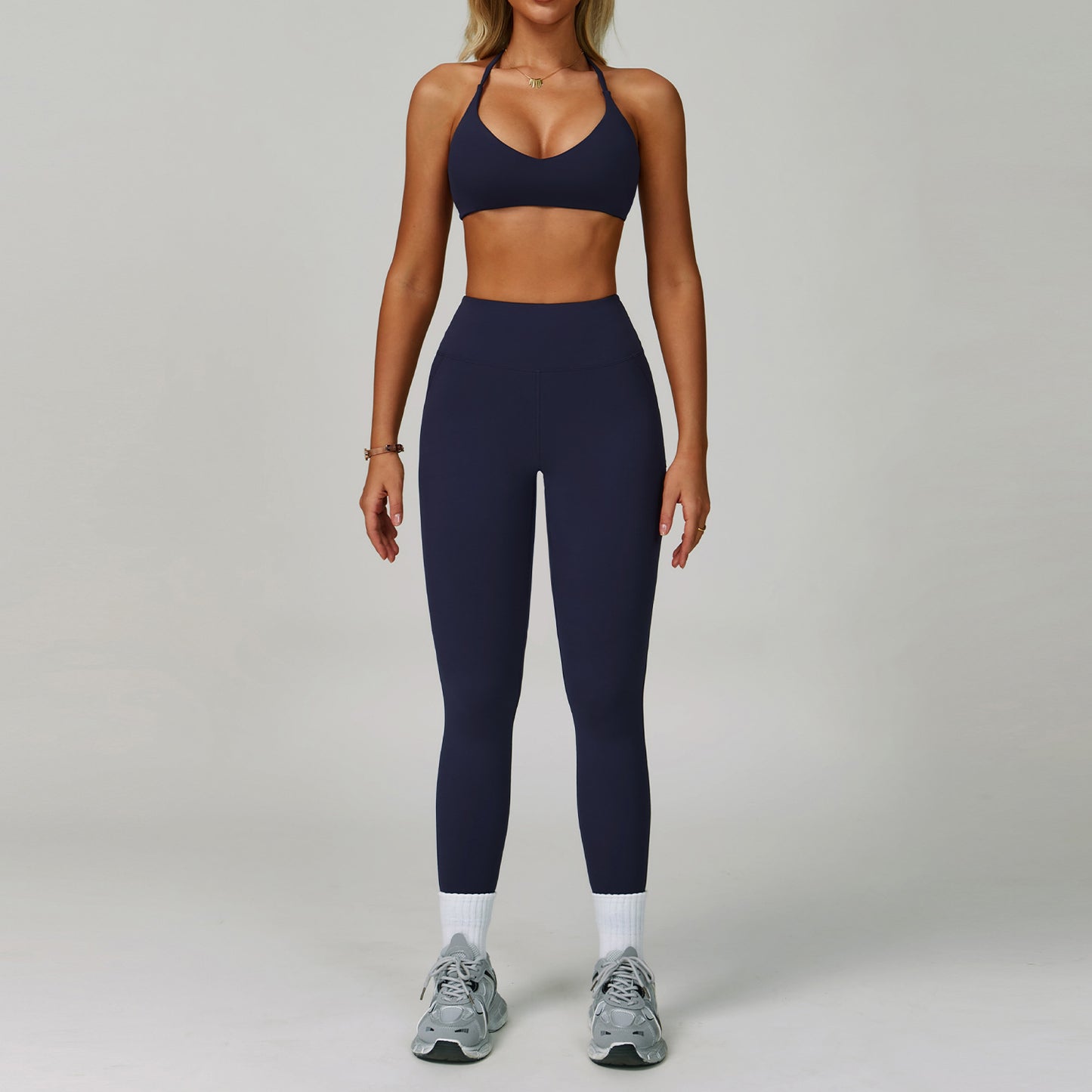 Traje de yoga sin espalda Yunsen Cross-Border, con cuello halter, ajustado, de secado r�pido, ideal para fitness y deportes de alta intensidad para mujer