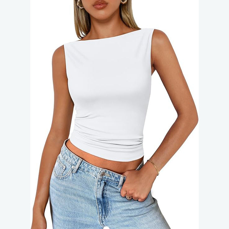 Top de tirantes con cuello cuadrado, sin mangas