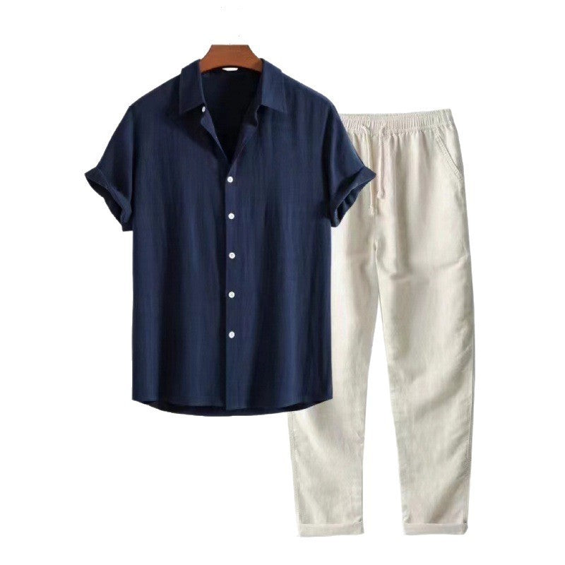 Conjunto de Camisa de Manga Corta y Pantalón para Hombre