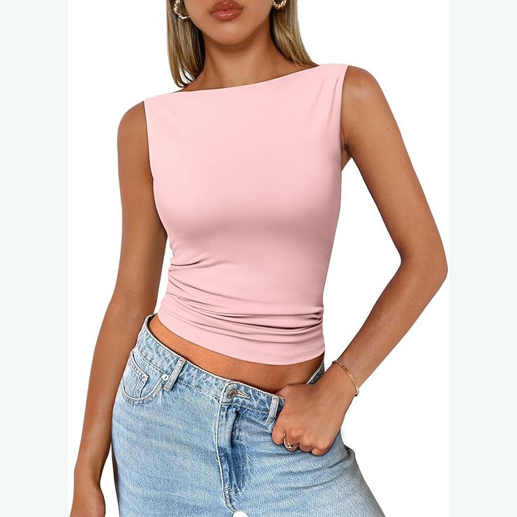 Top de tirantes con cuello cuadrado, sin mangas