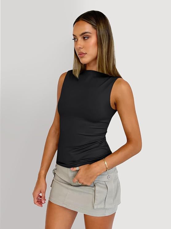 Top de tirantes con cuello cuadrado, sin mangas