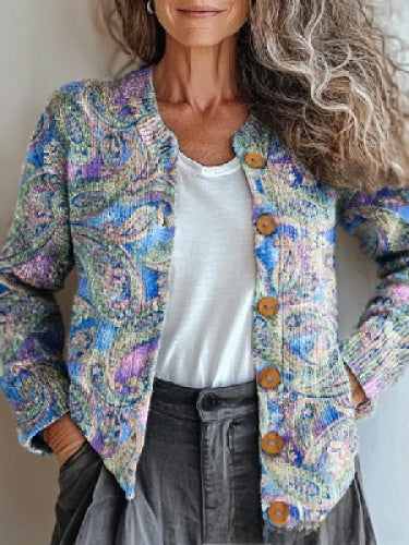 Cardigan Vintage con Estampado