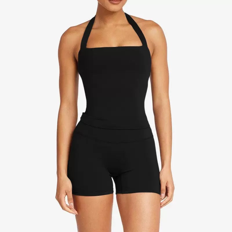 Conjunto de Camiseta de Tirantes y Shorts de Yoga para Mujer