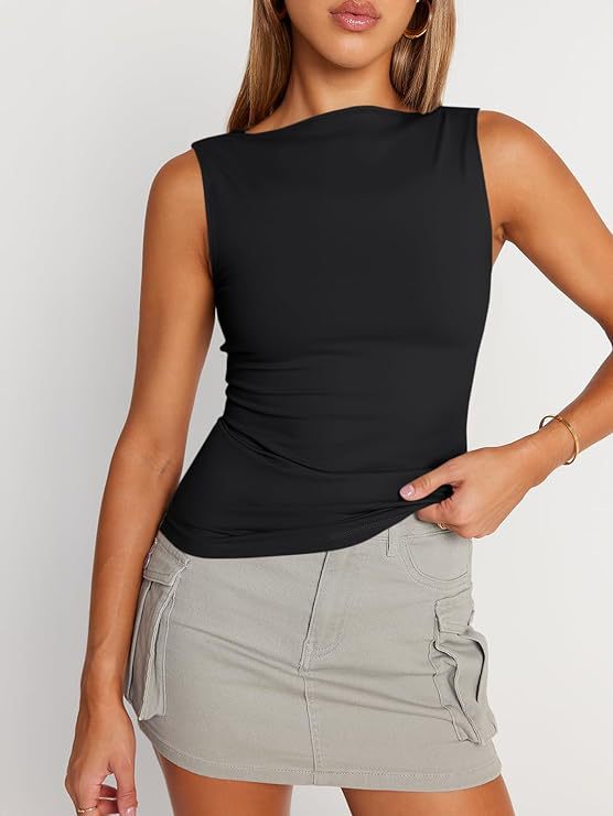 Top de tirantes con cuello cuadrado, sin mangas