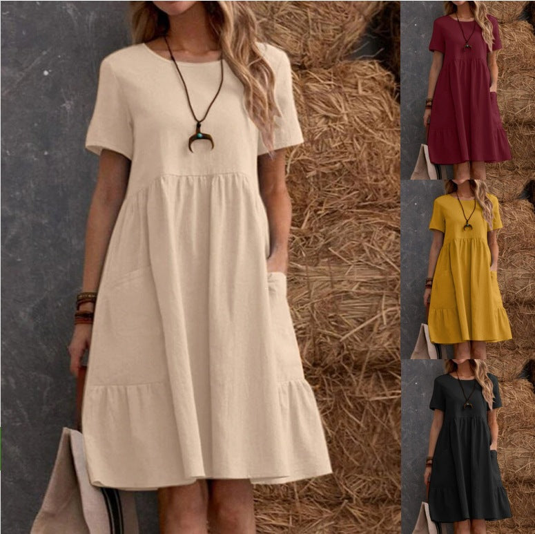 Vestido de Cuello Redondo