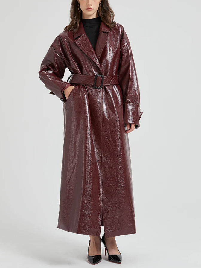 Gabardina de Cuero Burdeos