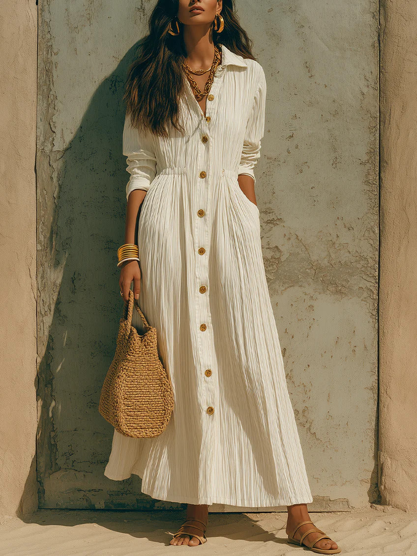 Vestido Largo Elegante de Color Liso para Mujer