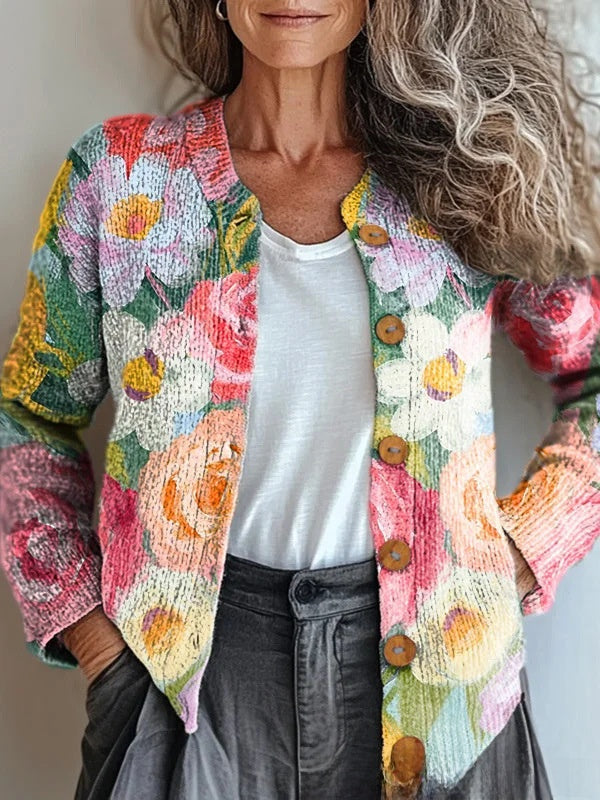 Cardigan Vintage con Estampado