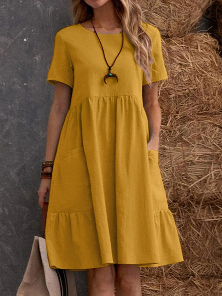 Vestido de Cuello Redondo