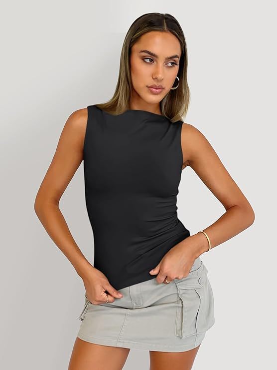 Top de tirantes con cuello cuadrado, sin mangas