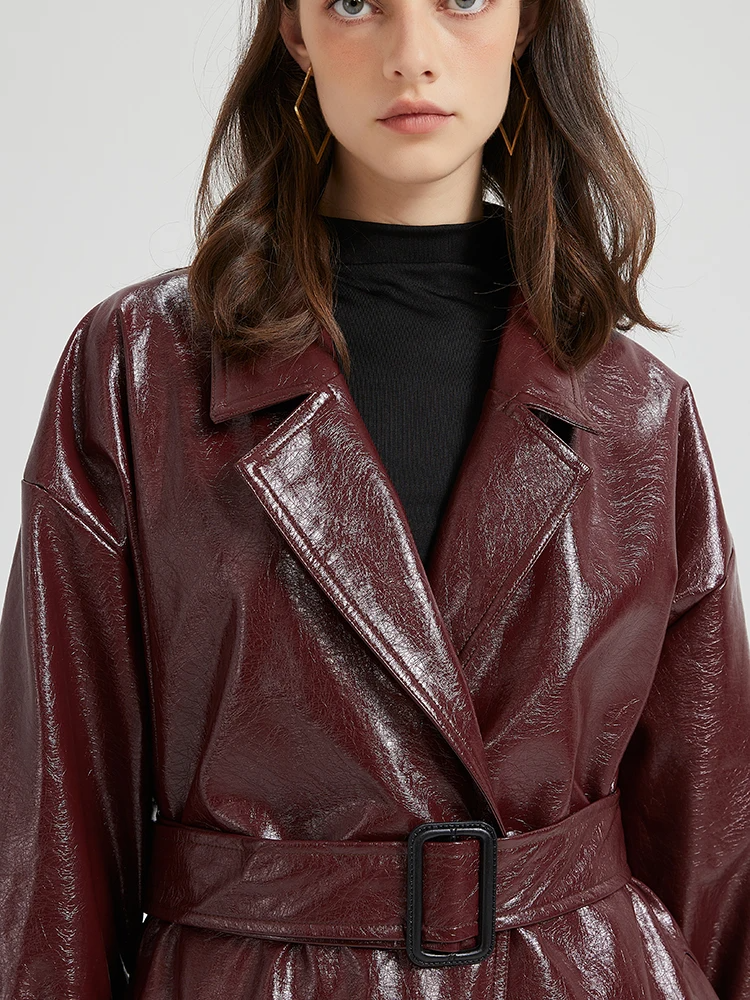Gabardina de Cuero Burdeos