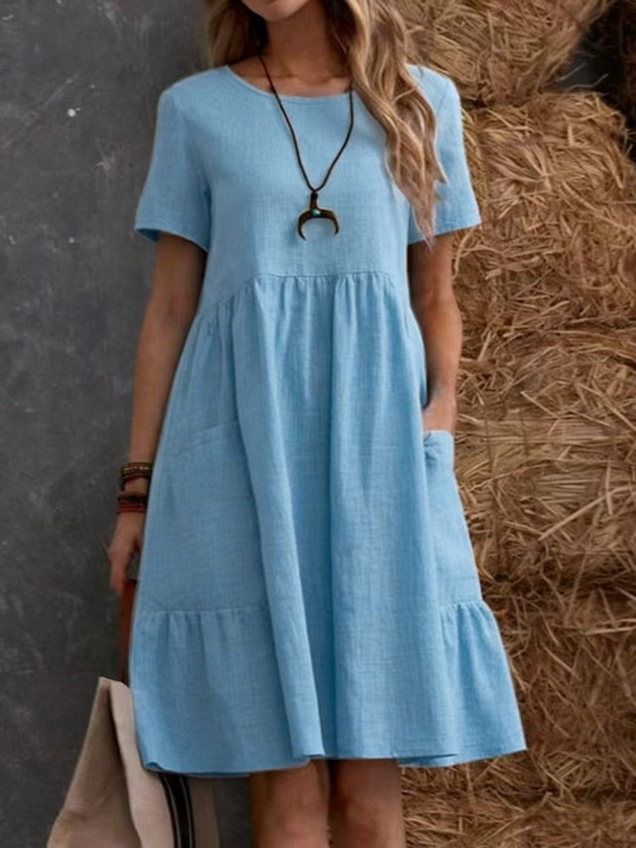Vestido de Cuello Redondo