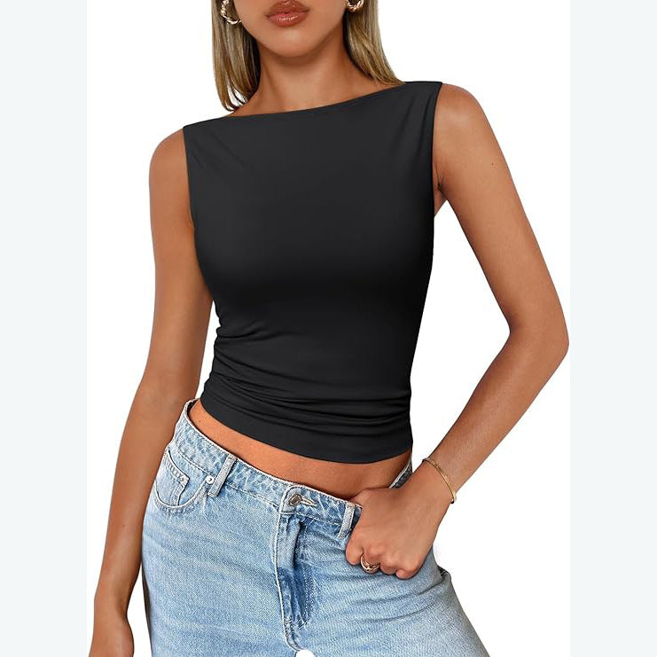 Top de tirantes con cuello cuadrado, sin mangas