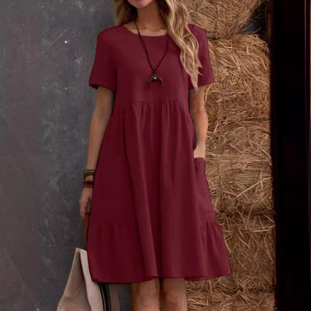 Vestido de Cuello Redondo