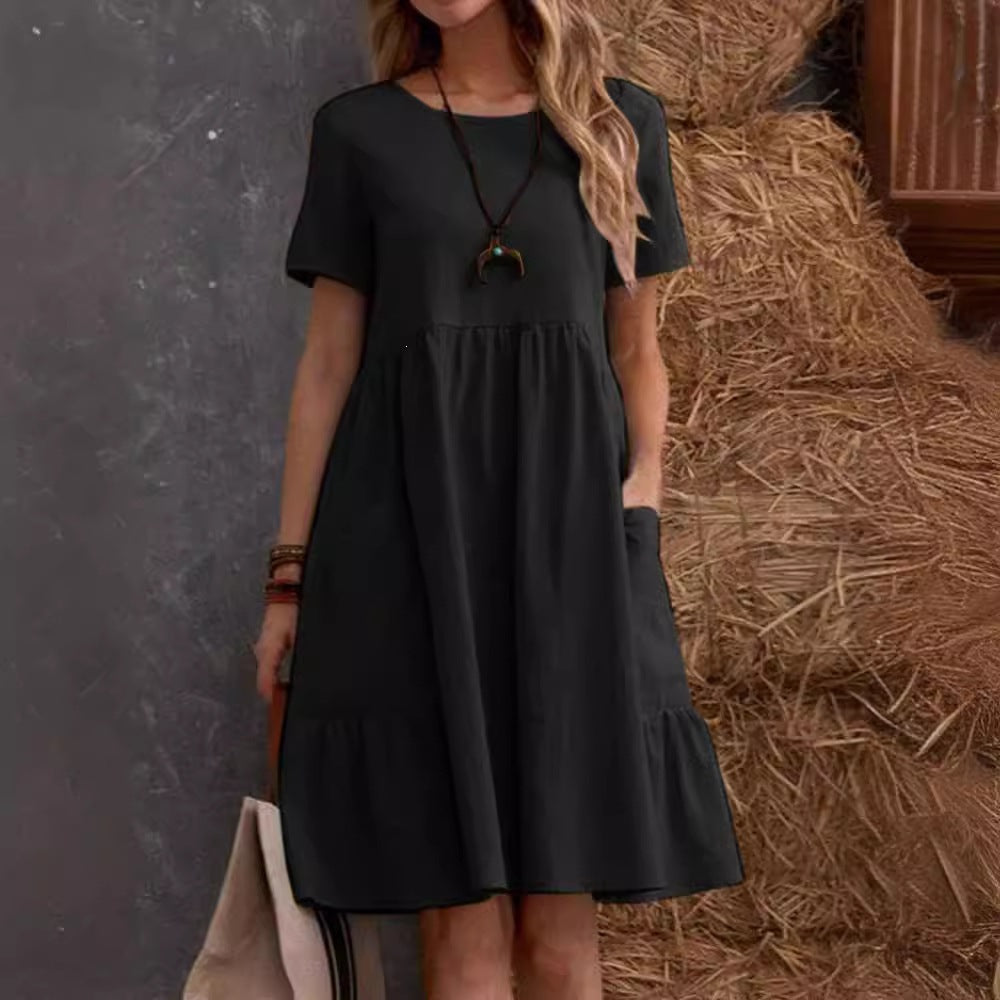 Vestido de Cuello Redondo