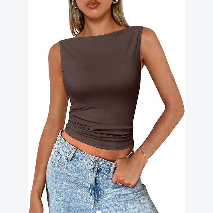 Top de tirantes con cuello cuadrado, sin mangas