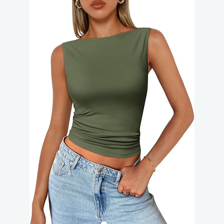 Top de tirantes con cuello cuadrado, sin mangas