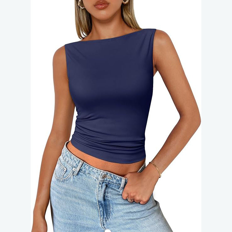 Top de tirantes con cuello cuadrado, sin mangas