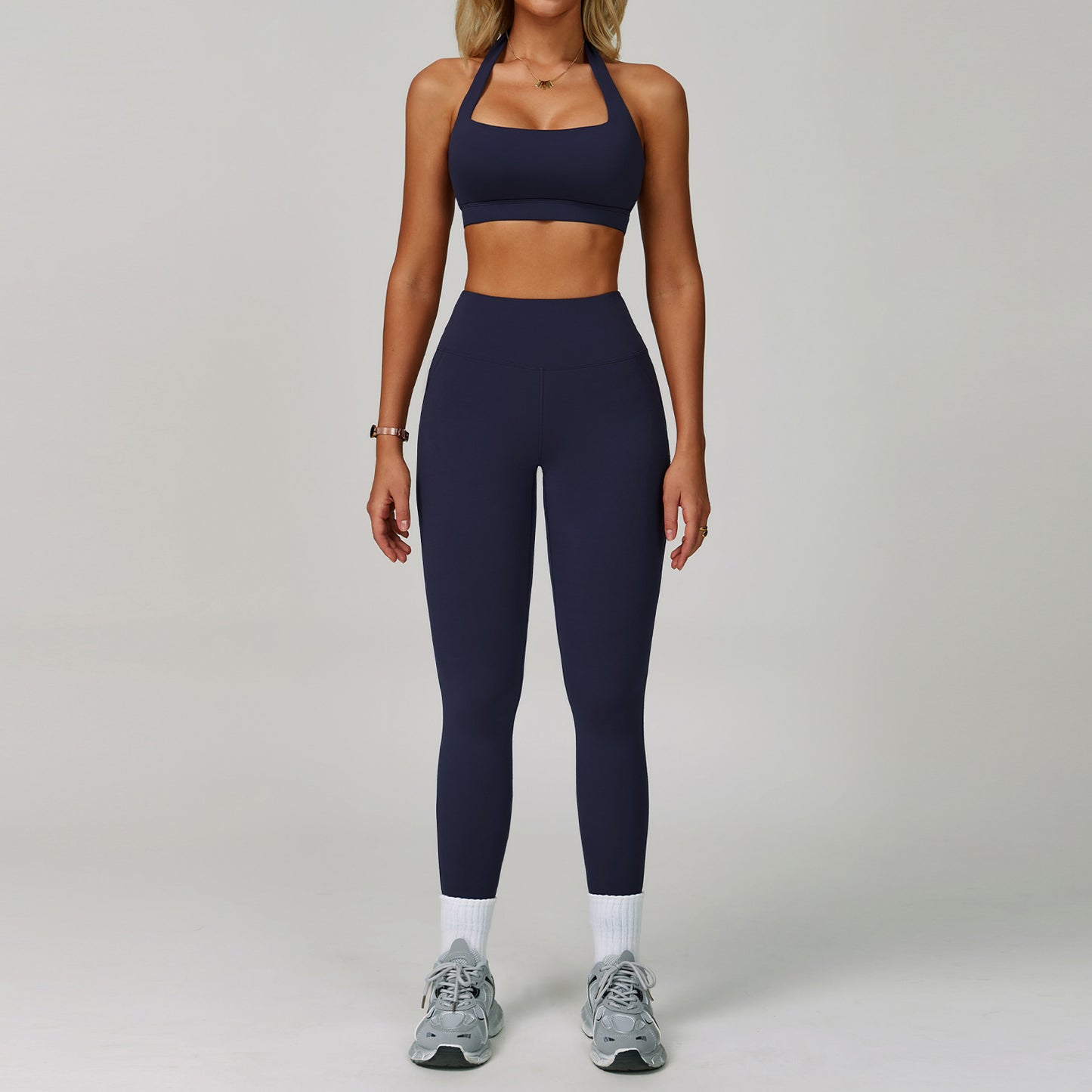 Traje de yoga sin espalda Yunsen Cross-Border, con cuello halter, ajustado, de secado r�pido, ideal para fitness y deportes de alta intensidad para mujer