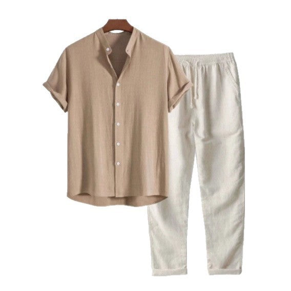 Conjunto de Camisa de Manga Corta y Pantalón para Hombre