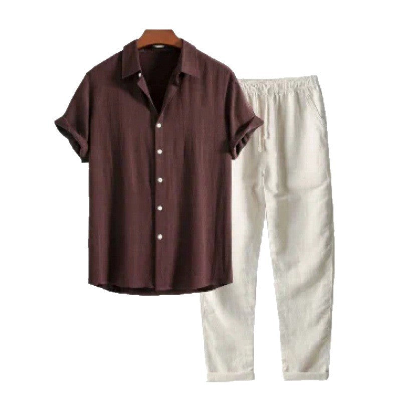 Conjunto de Camisa de Manga Corta y Pantalón para Hombre