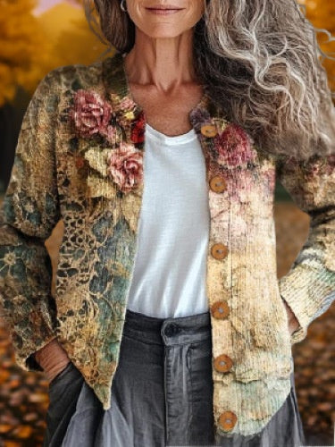 Cardigan Vintage con Estampado