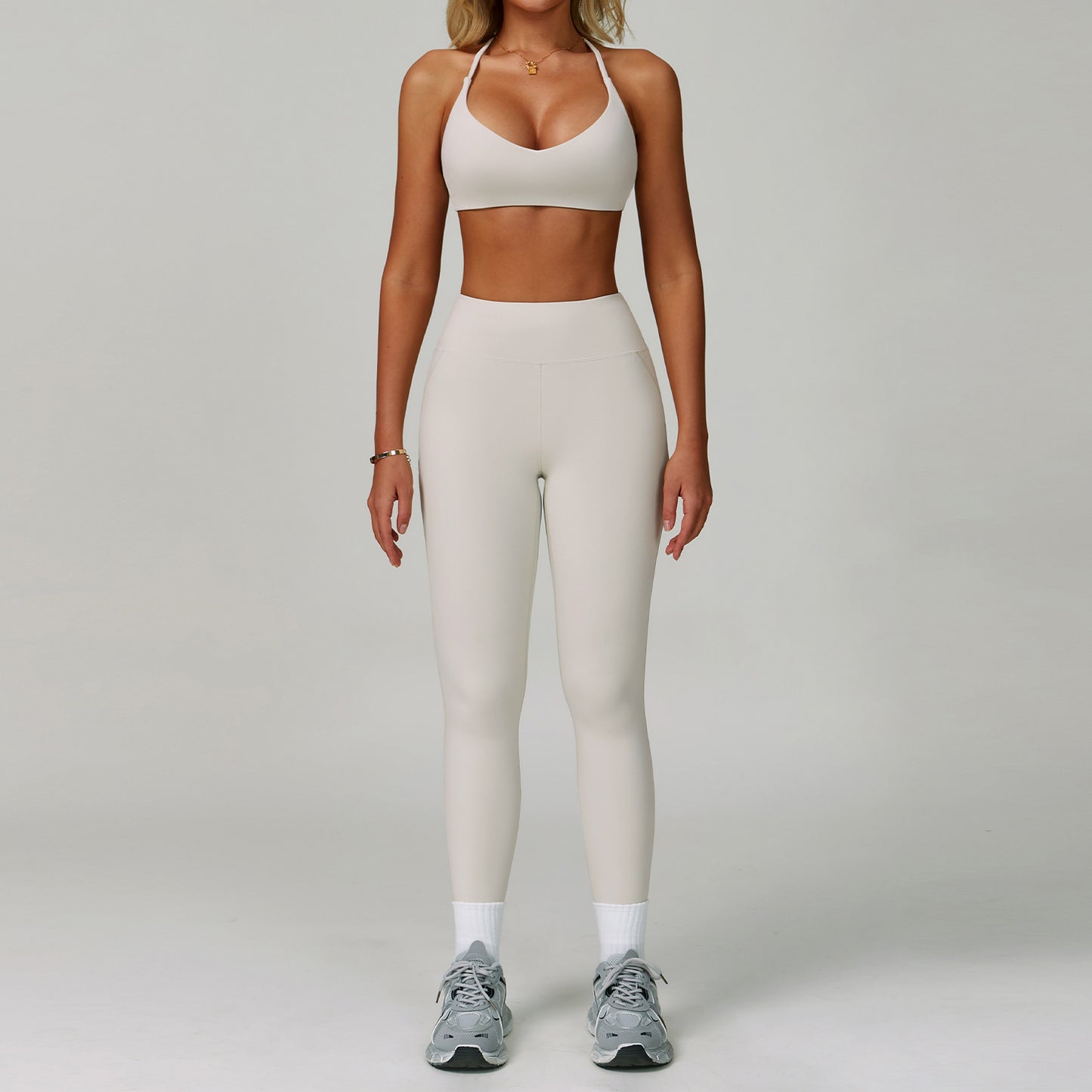 Traje de yoga sin espalda Yunsen Cross-Border, con cuello halter, ajustado, de secado r�pido, ideal para fitness y deportes de alta intensidad para mujer