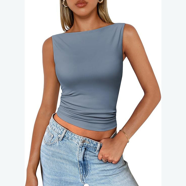 Top de tirantes con cuello cuadrado, sin mangas