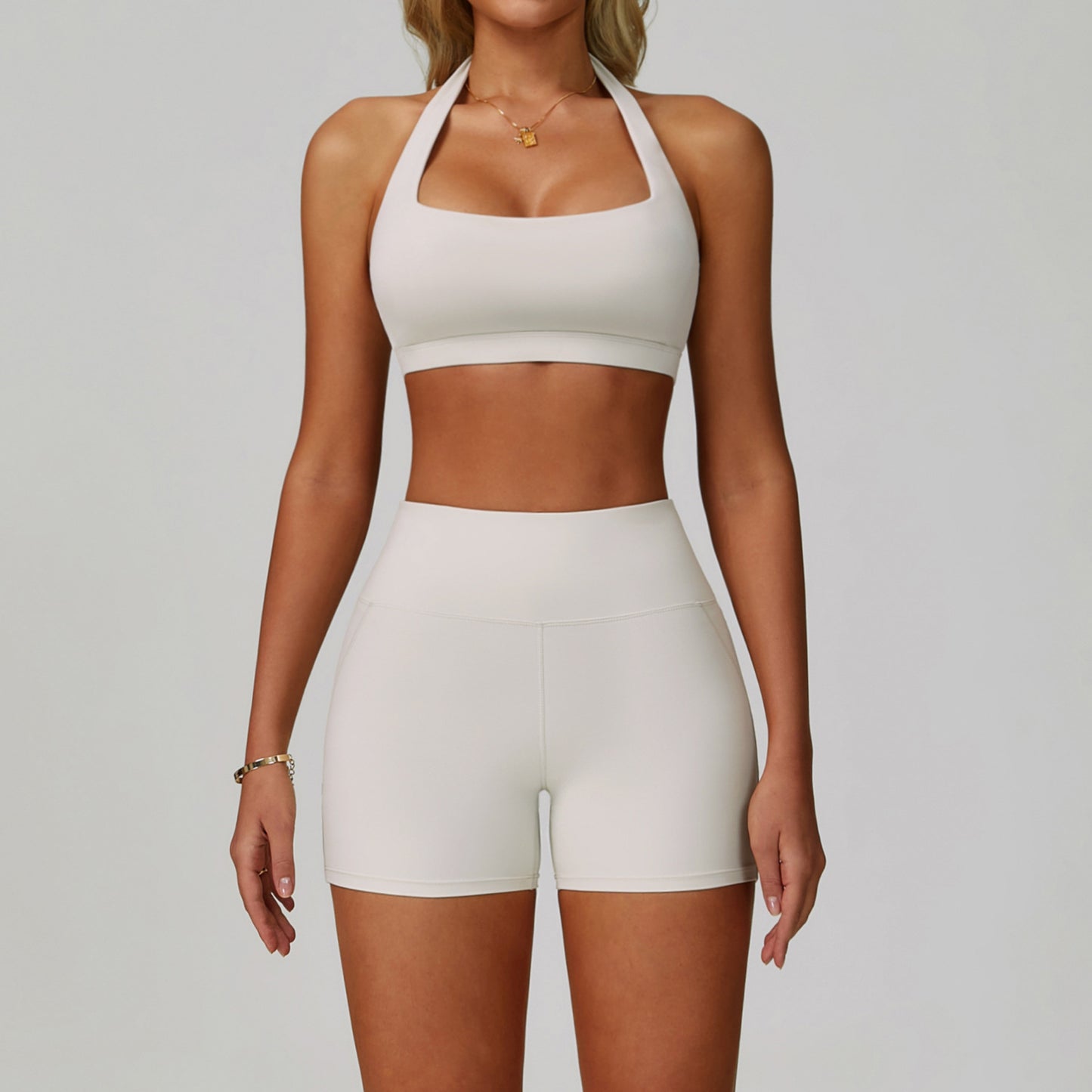 Traje de yoga sin espalda Yunsen Cross-Border, con cuello halter, ajustado, de secado r�pido, ideal para fitness y deportes de alta intensidad para mujer