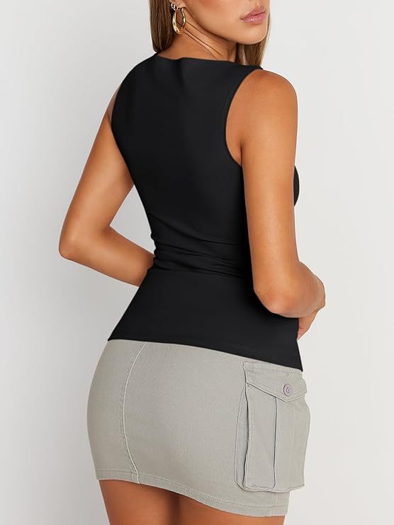 Top de tirantes con cuello cuadrado, sin mangas
