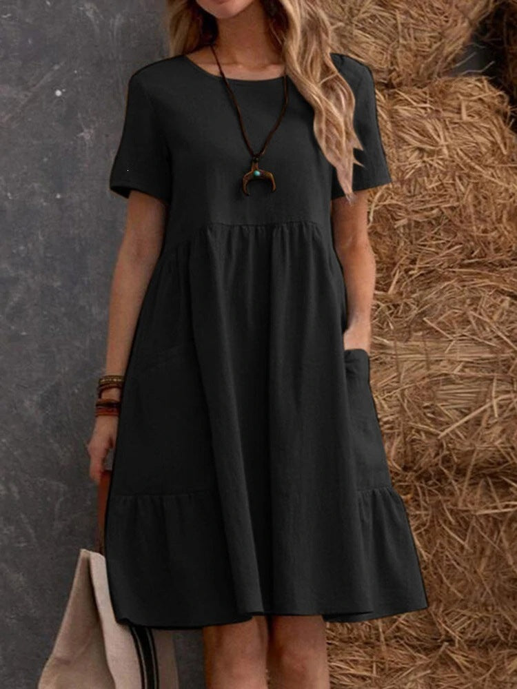 Vestido de Cuello Redondo