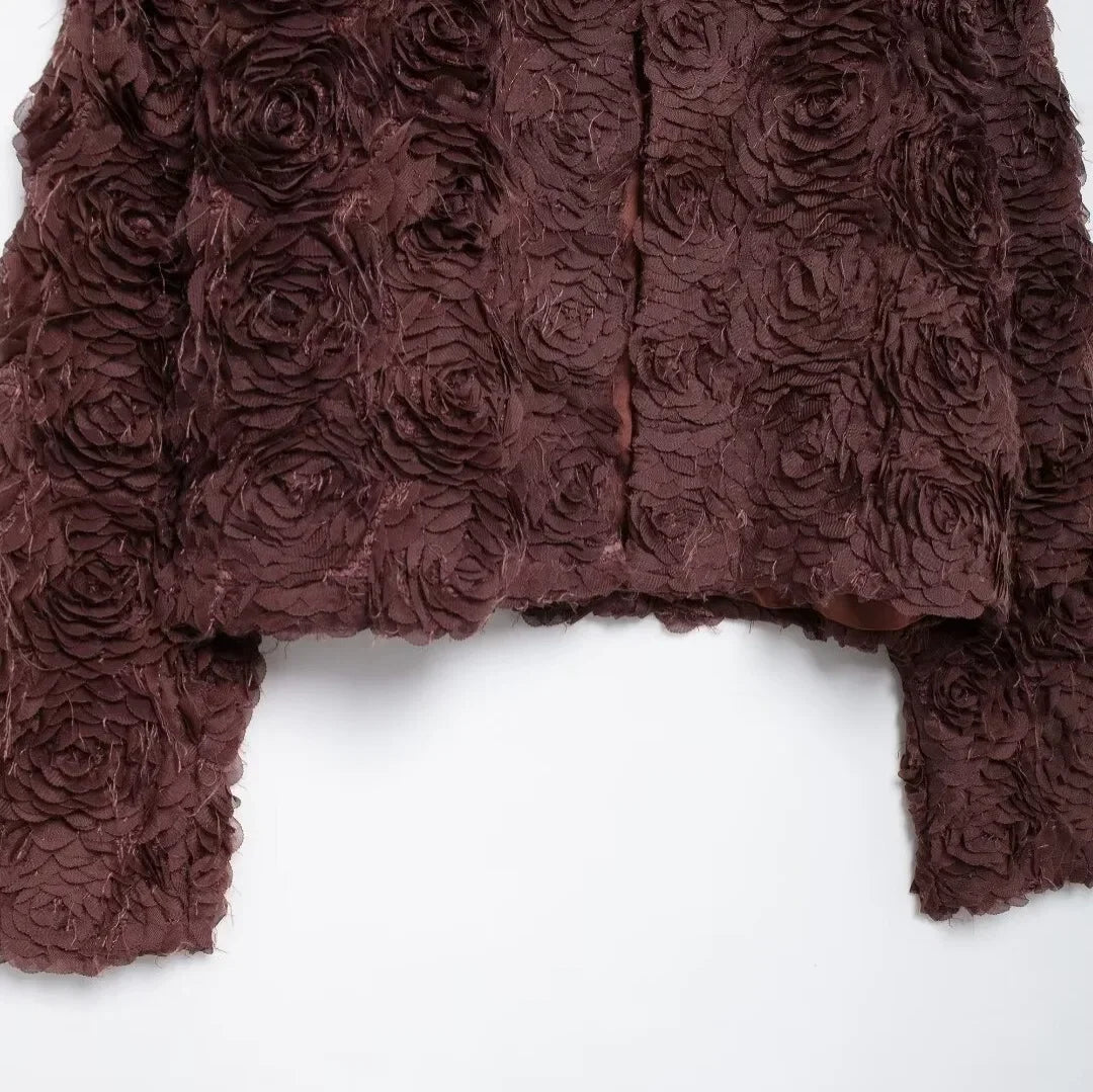 Chaqueta con Cuello Redondo y Textura