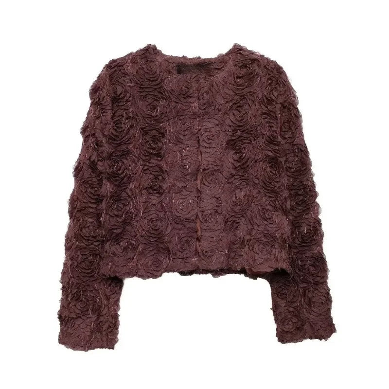 Chaqueta con Cuello Redondo y Textura