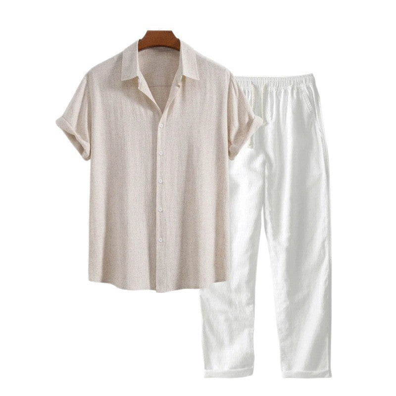 Conjunto de Camisa de Manga Corta y Pantalón para Hombre