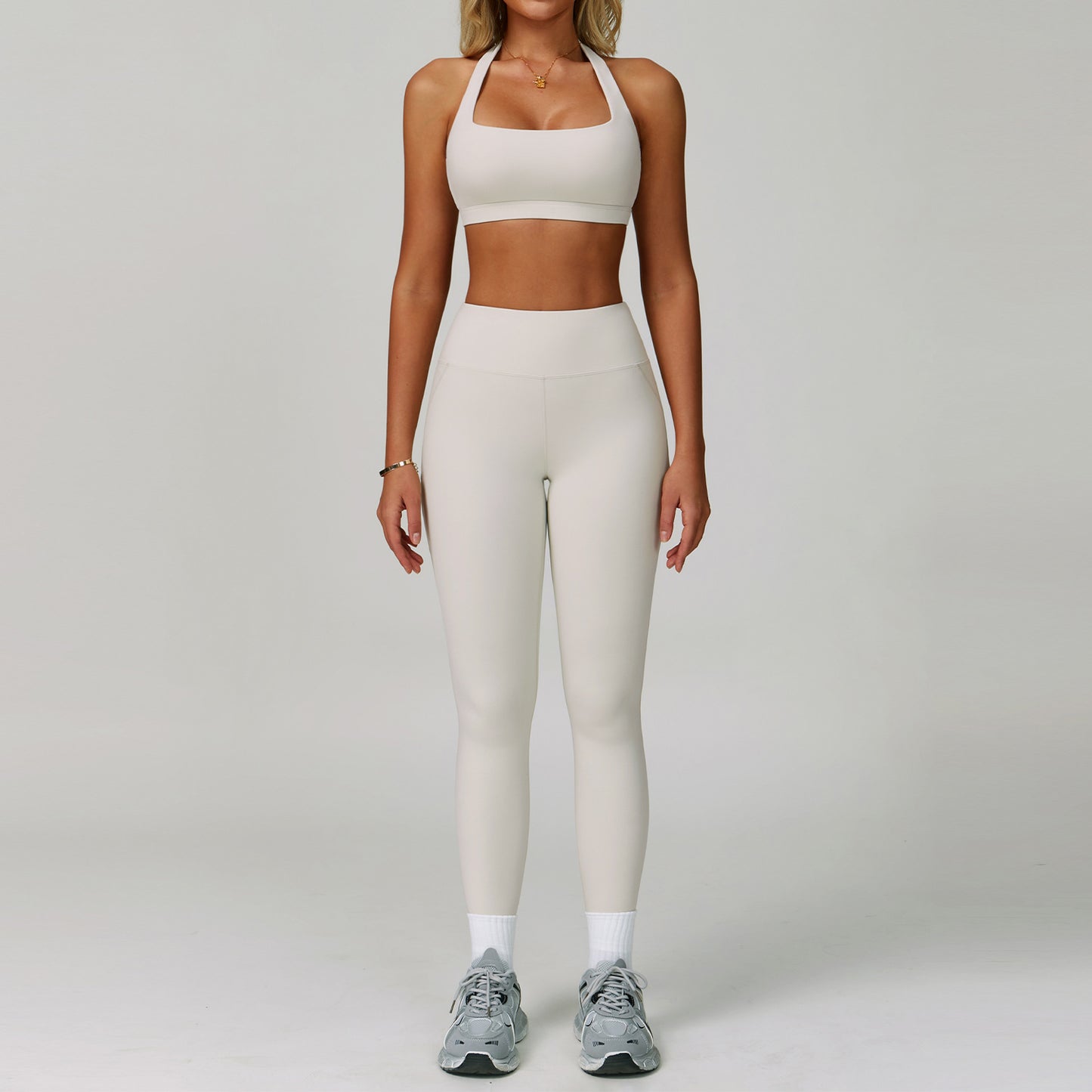 Traje de yoga sin espalda Yunsen Cross-Border, con cuello halter, ajustado, de secado r�pido, ideal para fitness y deportes de alta intensidad para mujer