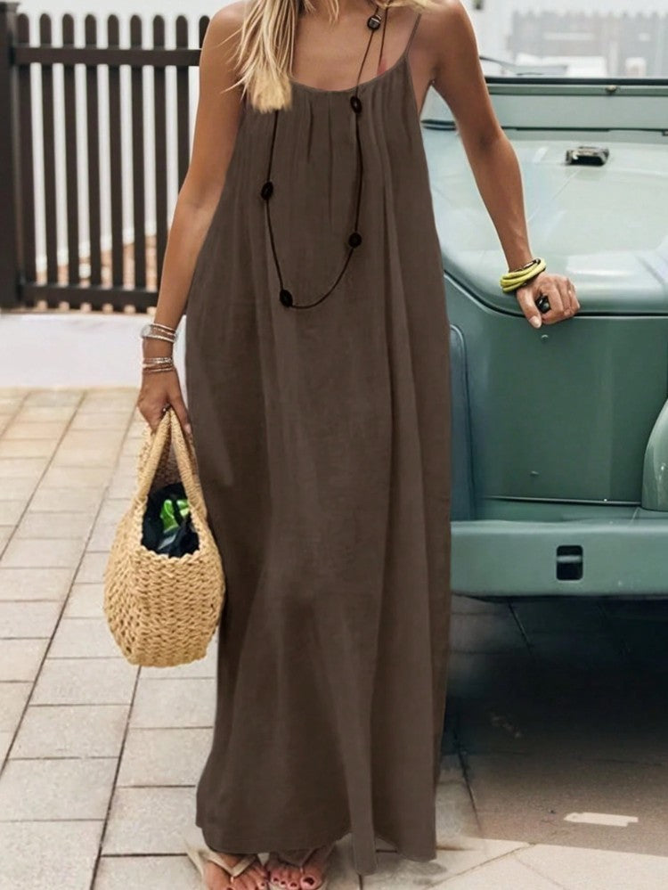 Vestido de Espalda Descubierta y Corte Holgado