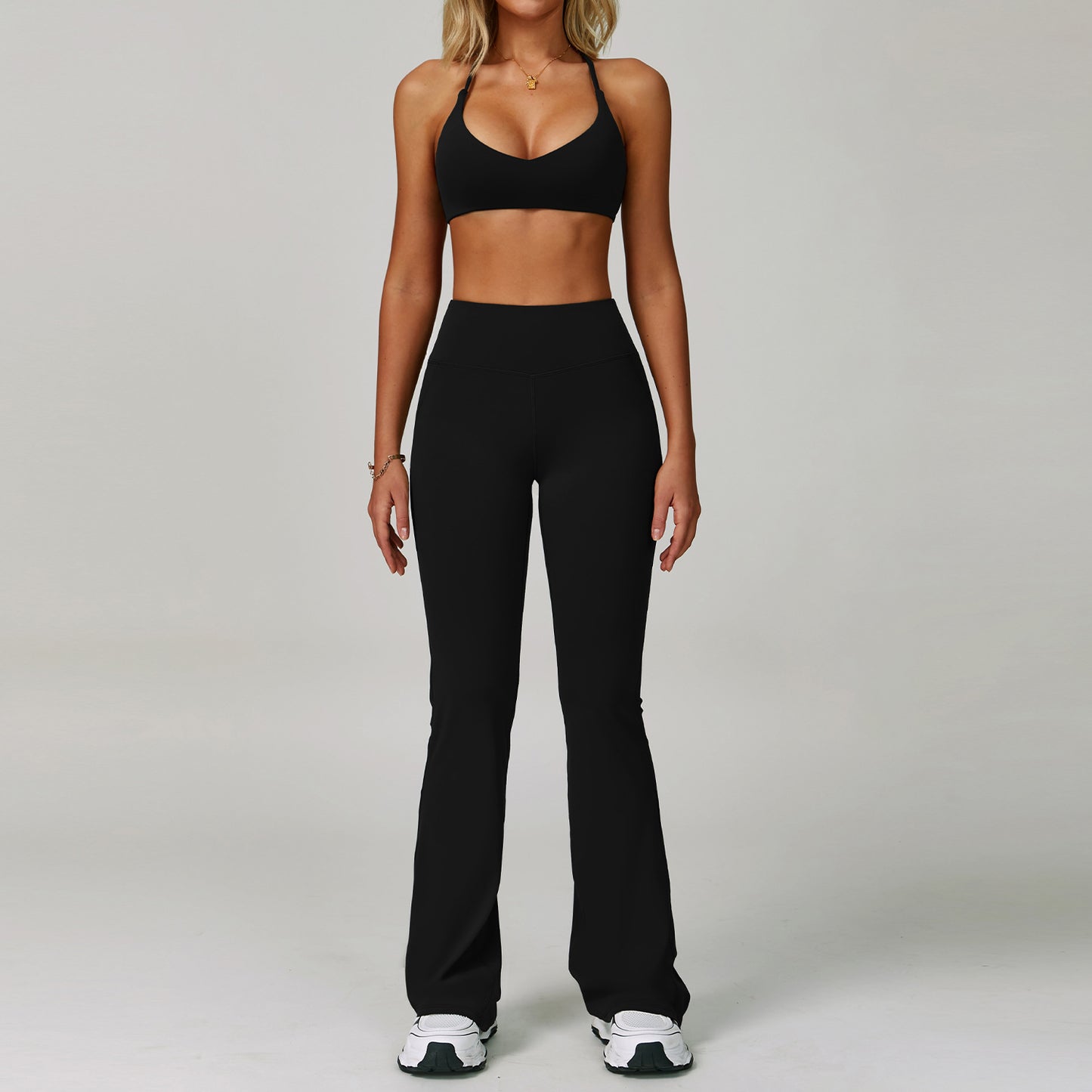 Traje de yoga sin espalda Yunsen Cross-Border, con cuello halter, ajustado, de secado r�pido, ideal para fitness y deportes de alta intensidad para mujer