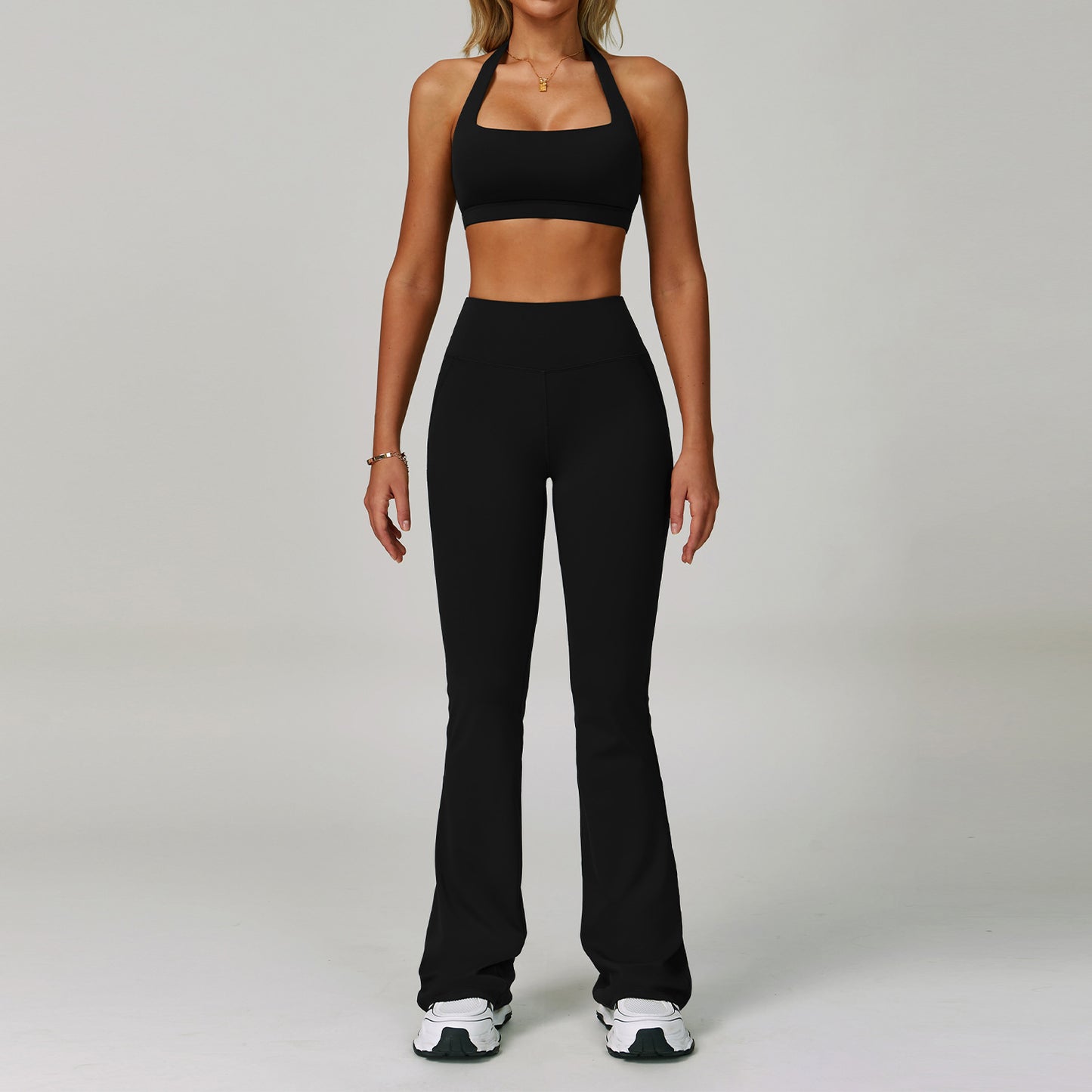 Traje de yoga sin espalda Yunsen Cross-Border, con cuello halter, ajustado, de secado r�pido, ideal para fitness y deportes de alta intensidad para mujer