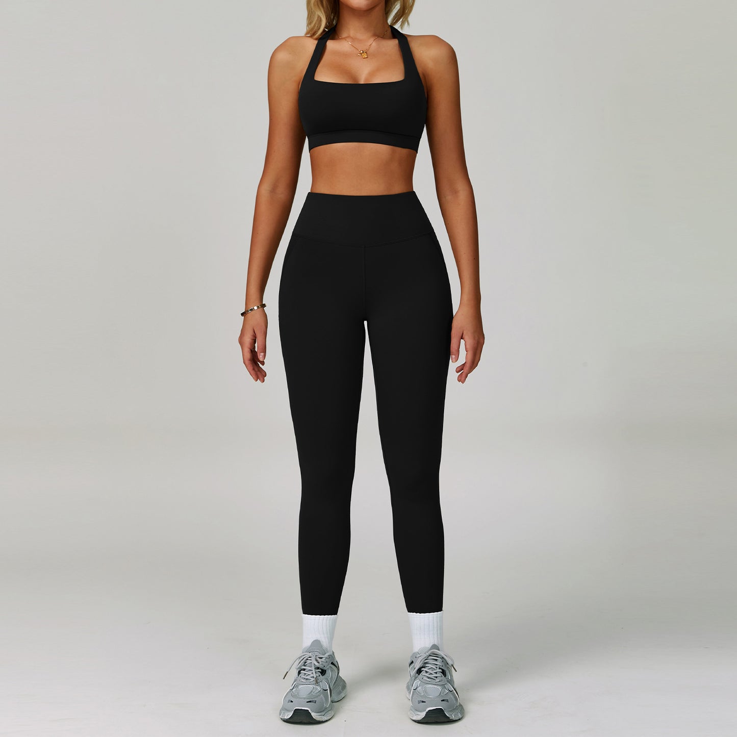 Traje de yoga sin espalda Yunsen Cross-Border, con cuello halter, ajustado, de secado r�pido, ideal para fitness y deportes de alta intensidad para mujer