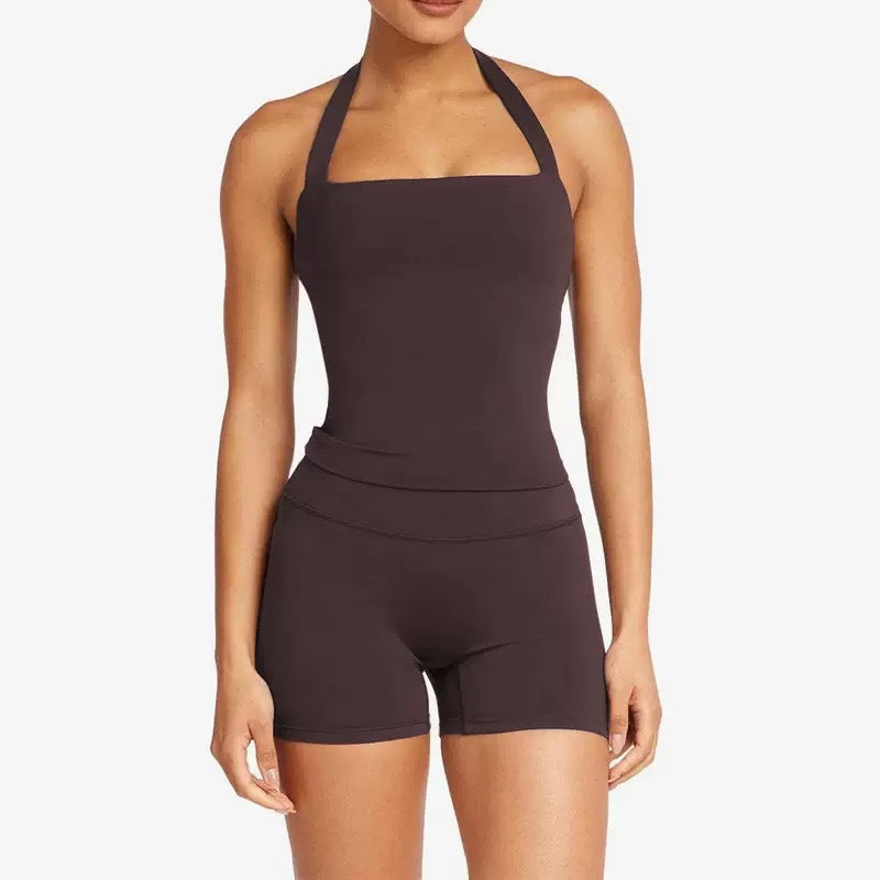 Conjunto de Camiseta de Tirantes y Shorts de Yoga para Mujer