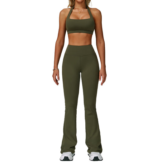 Traje de yoga sin espalda Yunsen Cross-Border, con cuello halter, ajustado, de secado r�pido, ideal para fitness y deportes de alta intensidad para mujer