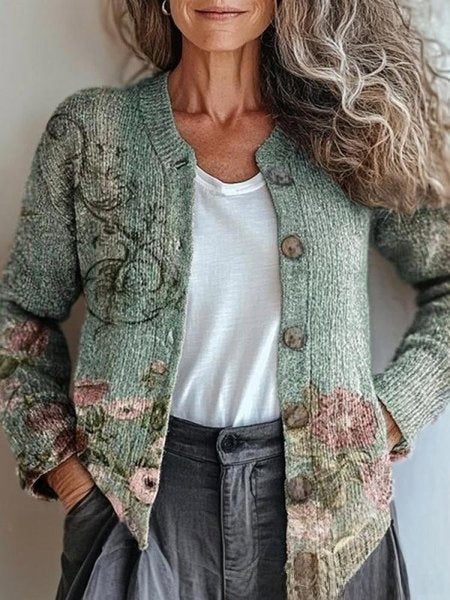 Cardigan Vintage con Estampado